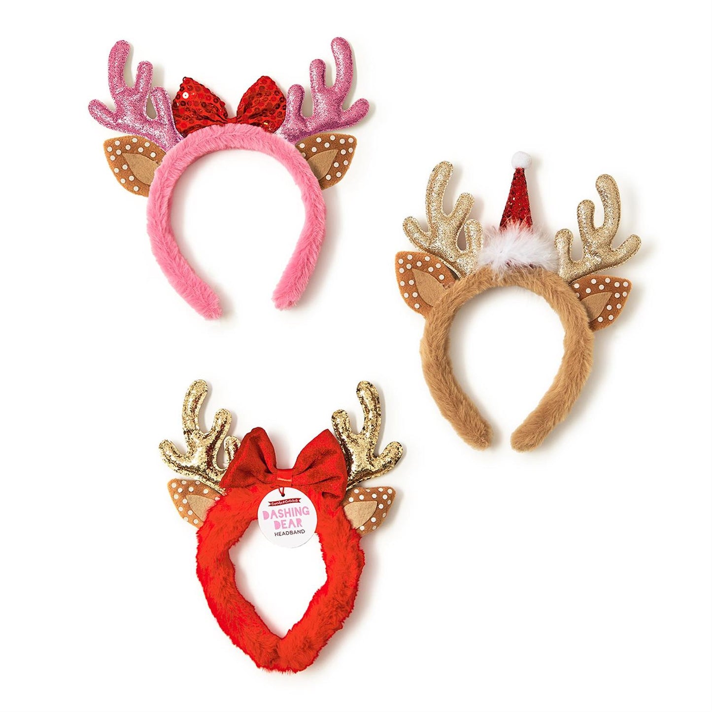 Hand-Crafted Antlers Headband with Holiday Accents