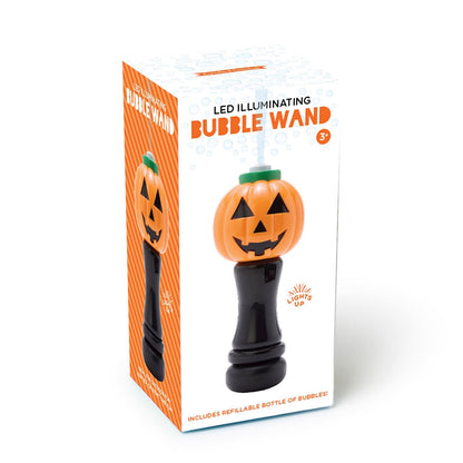 Jack-o-Lantern Illuminating Bubble Wand Blower with Refillable Bottle and Solution