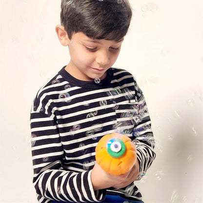 Jack-o-Lantern Illuminating Bubble Wand Blower with Refillable Bottle and Solution