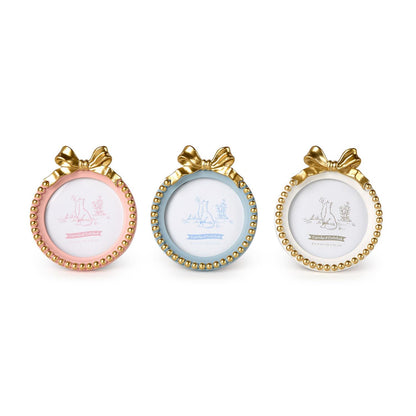 Golden Bow 4" x 4" Round Photo Frame