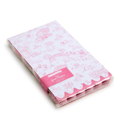 Pink Animal Toile Paper Guest Napkin with Scalloped Edge