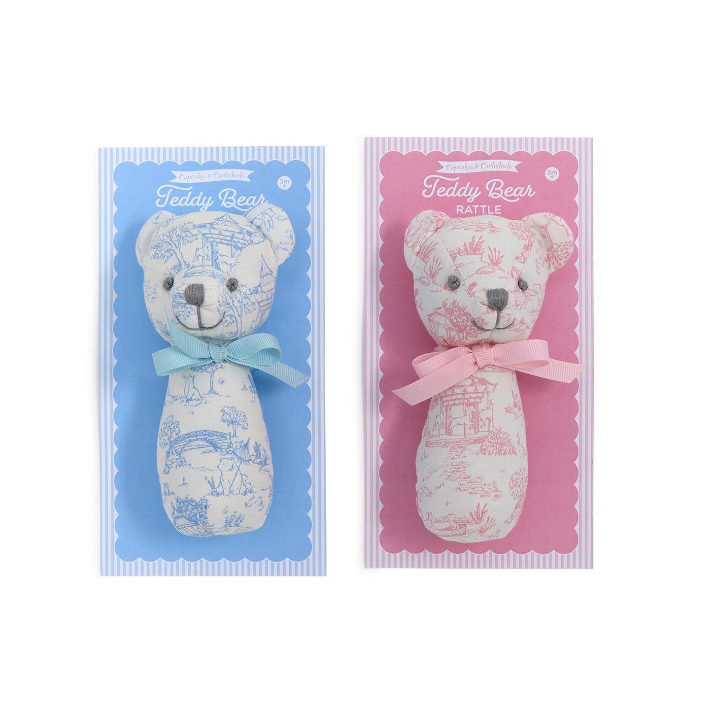Animal Toile Pattern Teddy Bear Rattle on Gift Card (*Two Colors*)