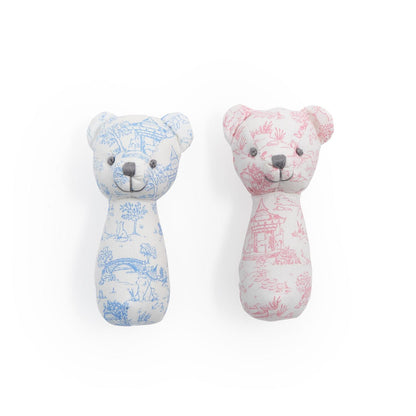 Animal Toile Pattern Teddy Bear Rattle on Gift Card (*Two Colors*)