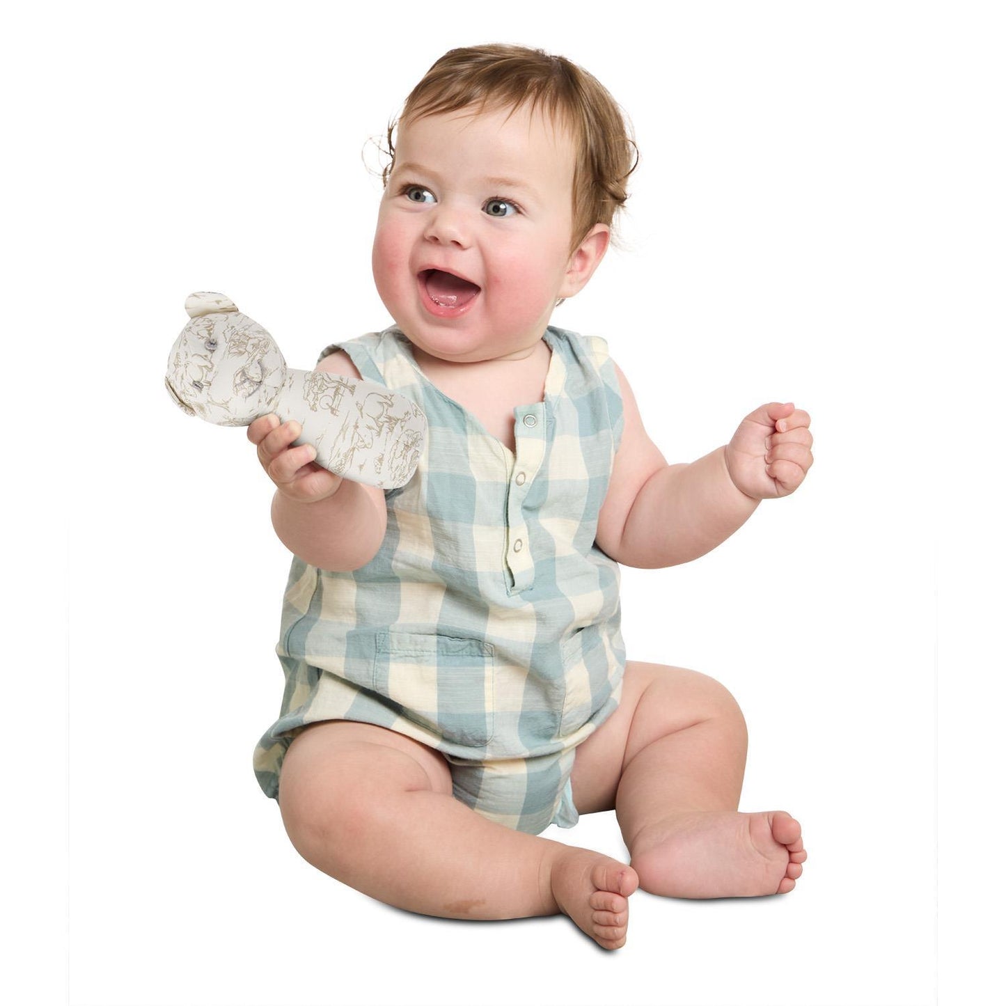 Safari Toile Pattern Monkey Rattle on Gift Card