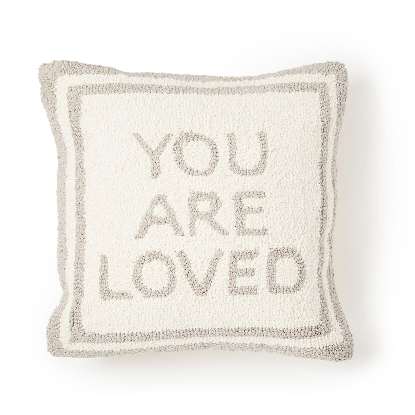 You Are Loved Gray Punch Embroidery Square Decorative Pillow