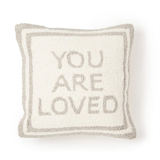 You Are Loved Gray Punch Embroidery Square Decorative Pillow