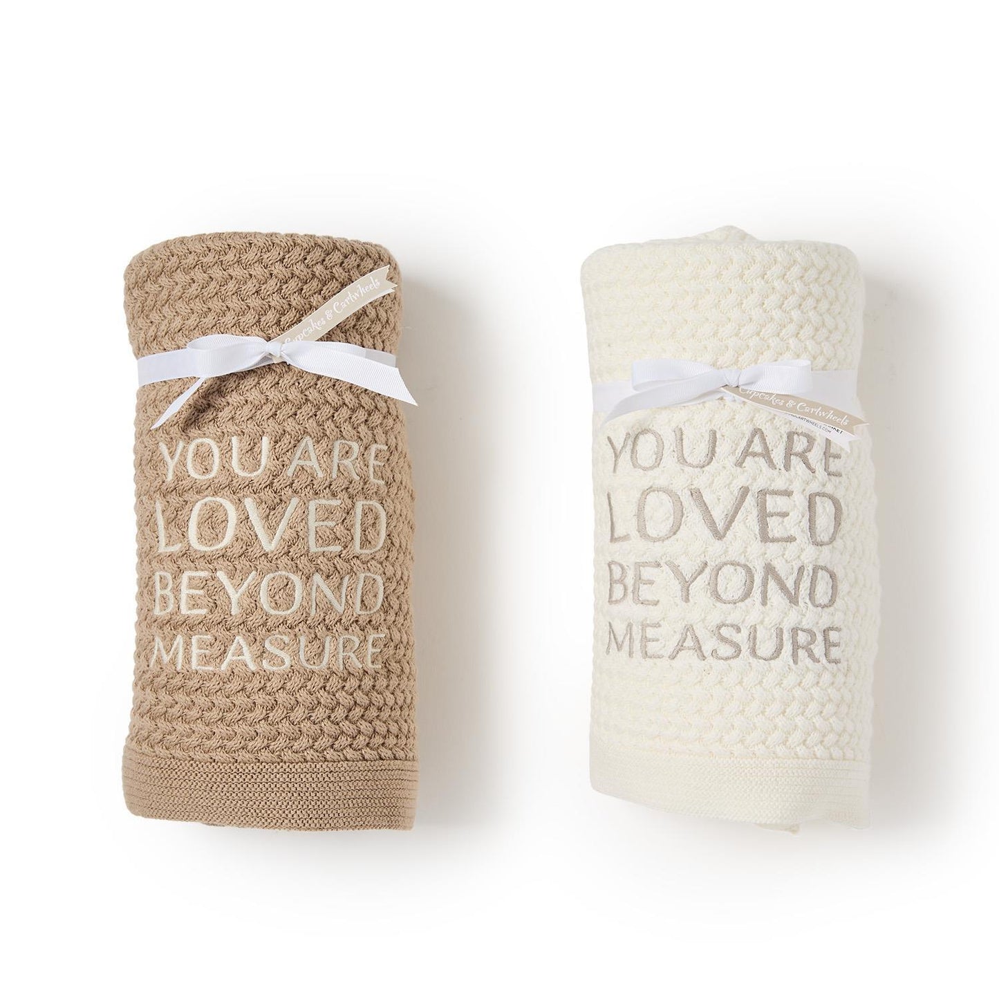 You Are Loved Beyond Measure 30" x 40" Soft Knit Blanket with Embroidery