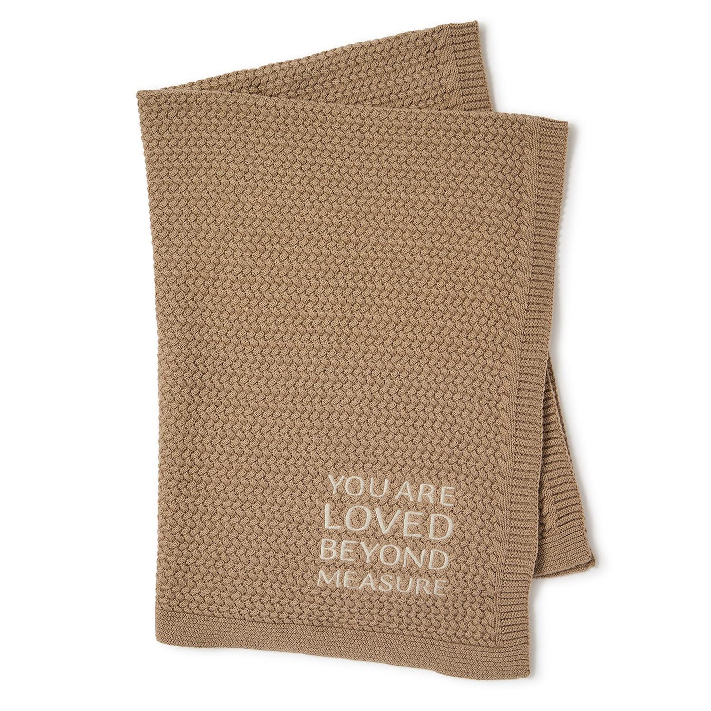 You Are Loved Beyond Measure 30" x 40" Soft Knit Blanket with Embroidery