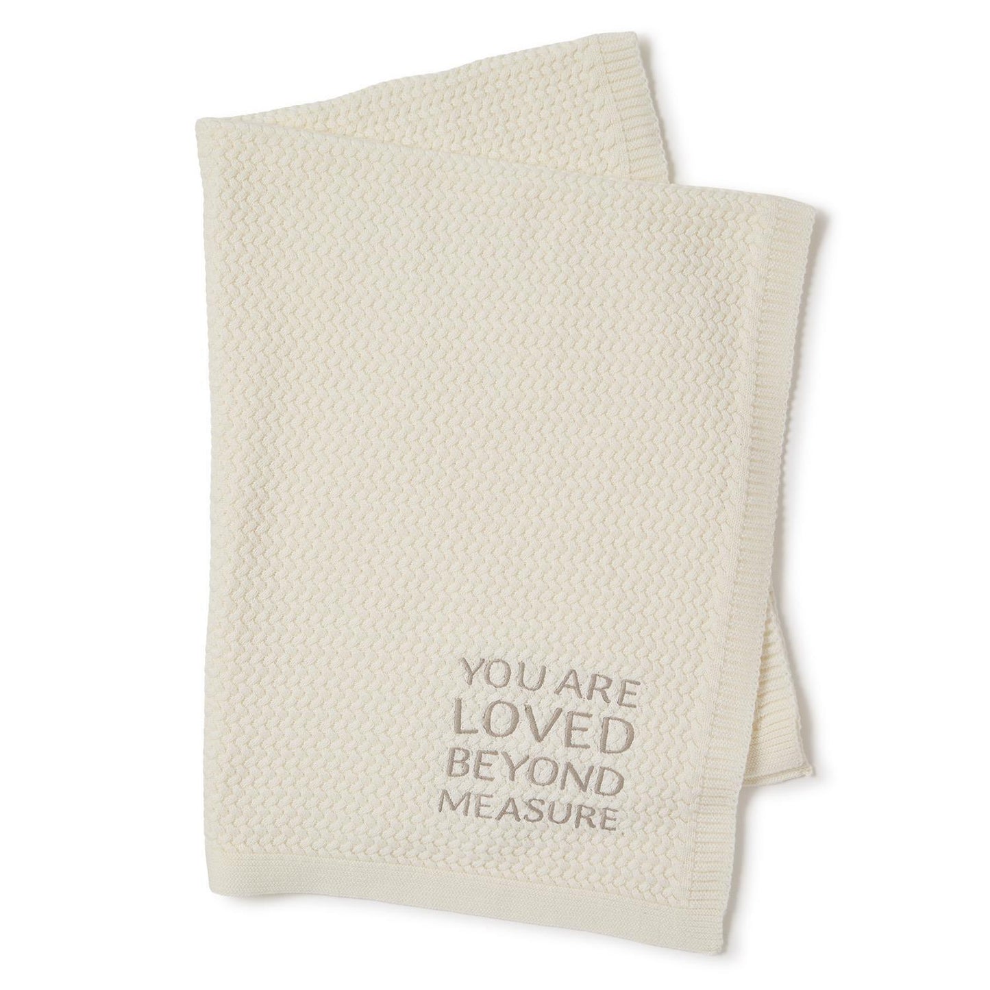 You Are Loved Beyond Measure 30" x 40" Soft Knit Blanket with Embroidery