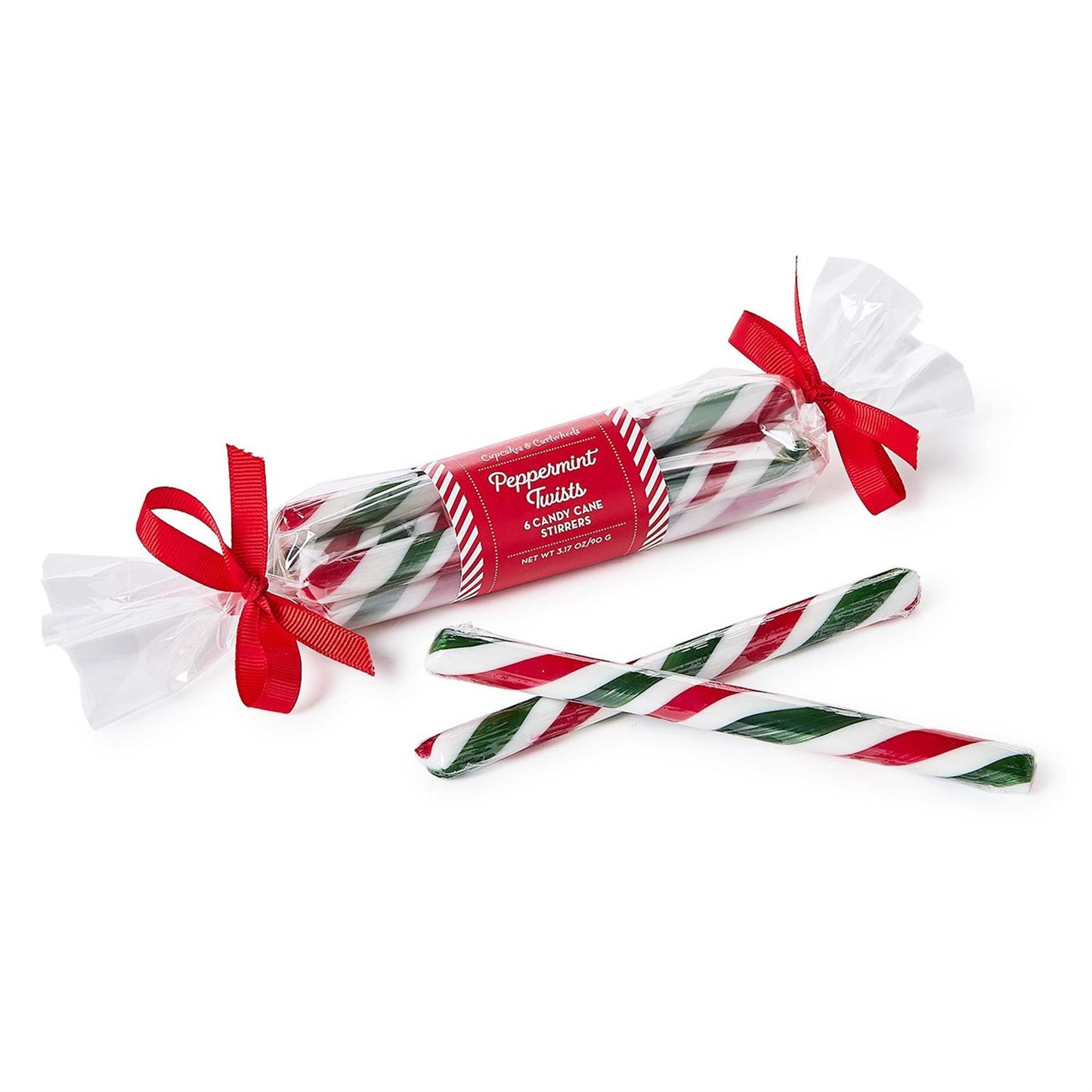 Peppermint Twist Set of 6 Peppermint Flavor Candy Stirrers in Gift Pack