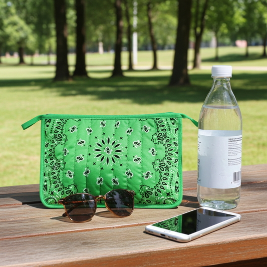 Beau Kelly Green Bandana Print Pouch