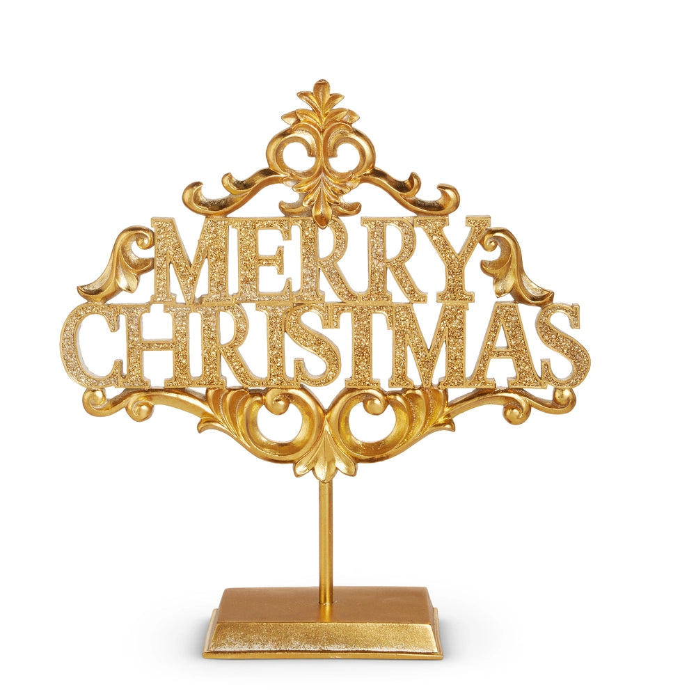 16" Glitter Gold Merry Christmas Sign