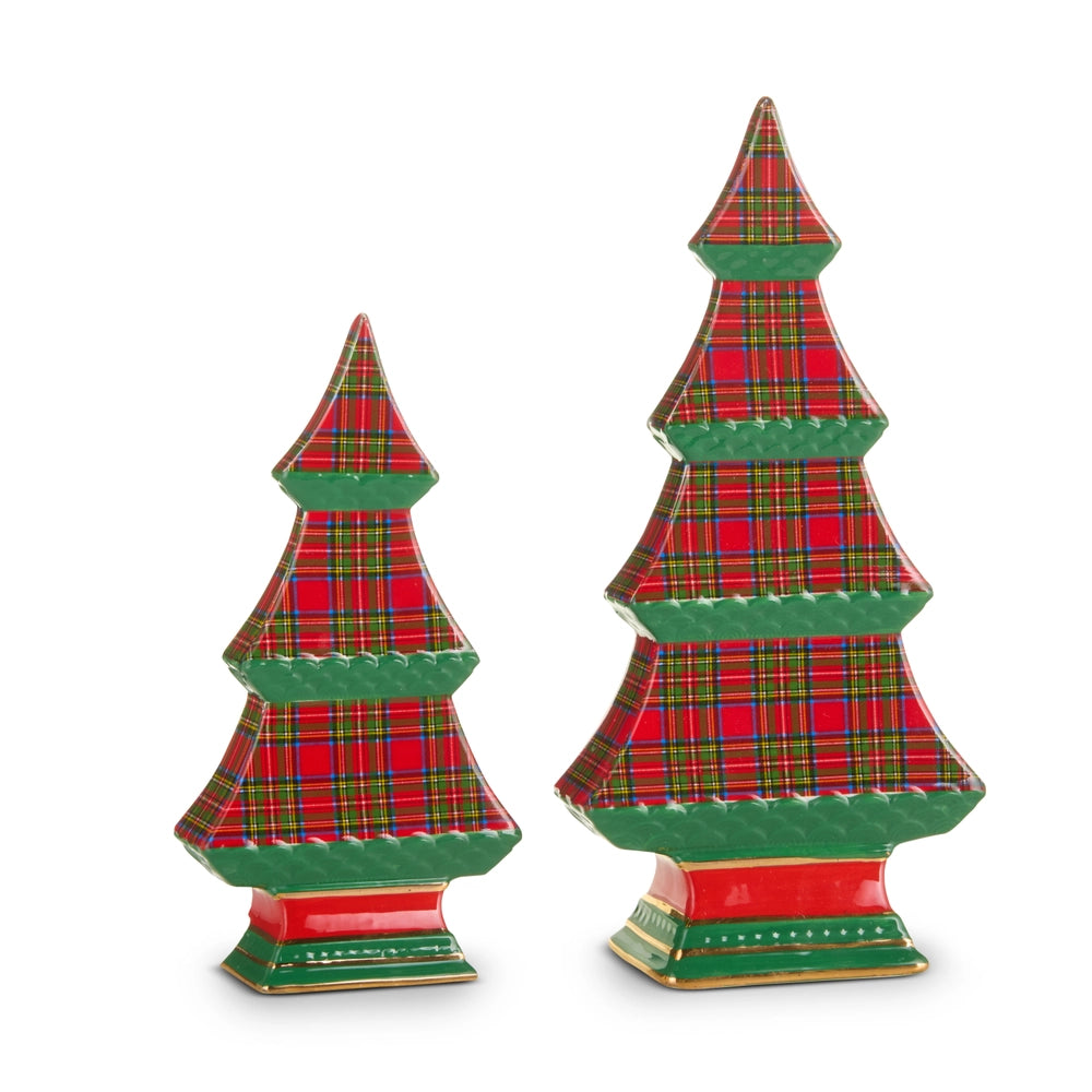 Red/Green Plaid Tabletop Trees