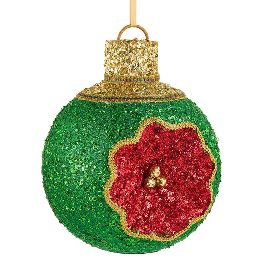 14" Oversized Red/Green Sequin Ornament