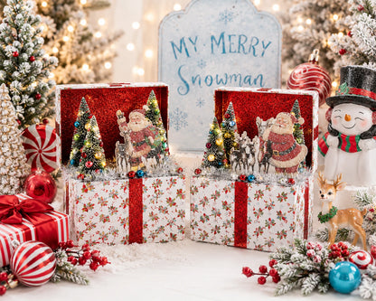 9" Lighted Santa's Choir Vignette Box Christmas Decoration
