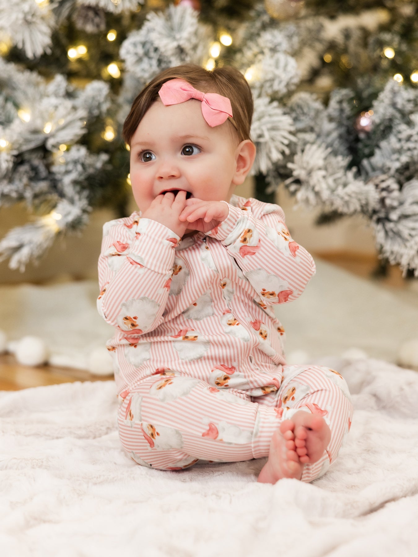 Baby PJ Onesie, Santa Baby Pink