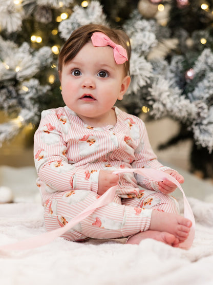 Baby PJ Onesie, Santa Baby Pink