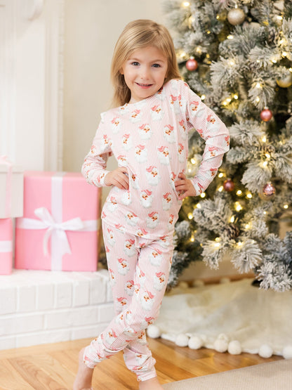 Kids PJ Set, Santa Baby Pink