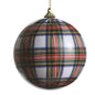 4" White Plaid Ball Ornament