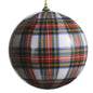 6" White Plaid Ball Ornament