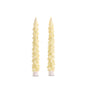 Set of 2 glittered gold Christmas tree LED taper candles, 8.5 inch