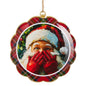 6" Santa's Secret Scalloped Disc Ornament