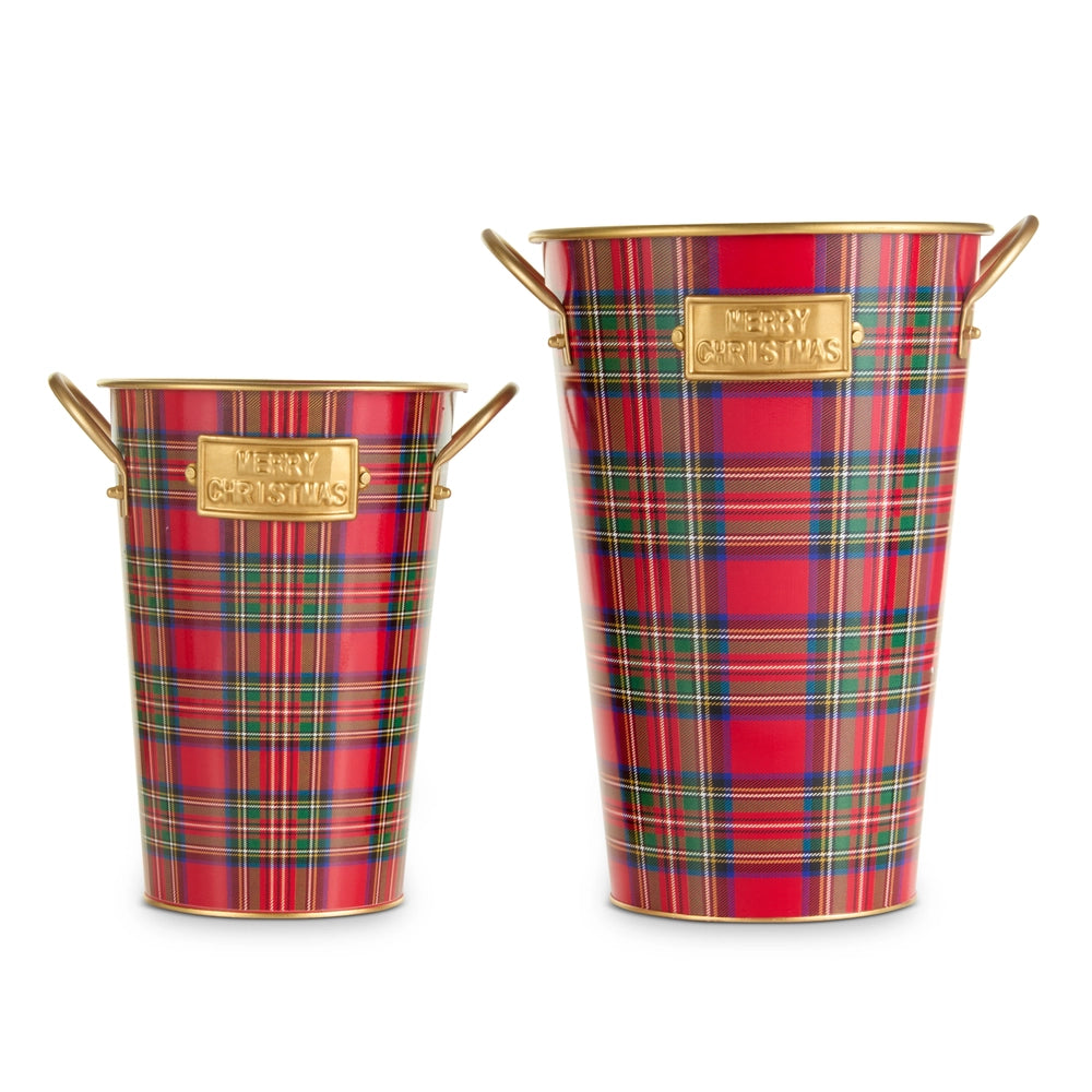 Red, Green and Gold Plaid Bucket Decor (*Two Sizes*)