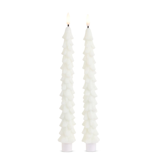8.5" Glittered White Tree Taper Candles
