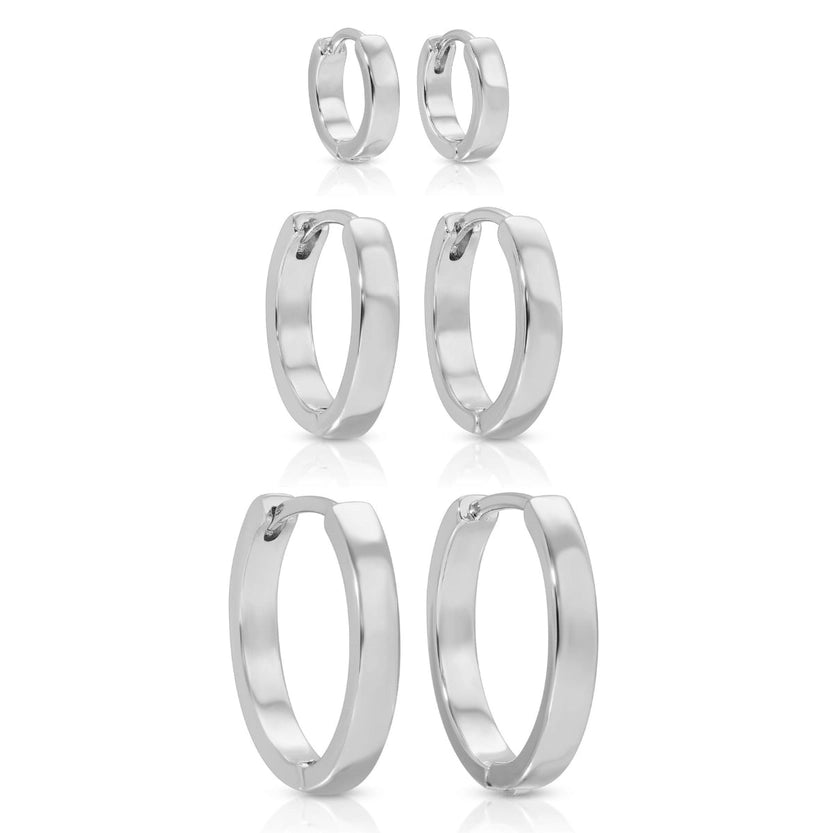 Silver Huggies Flat Basic Style, Set of 3