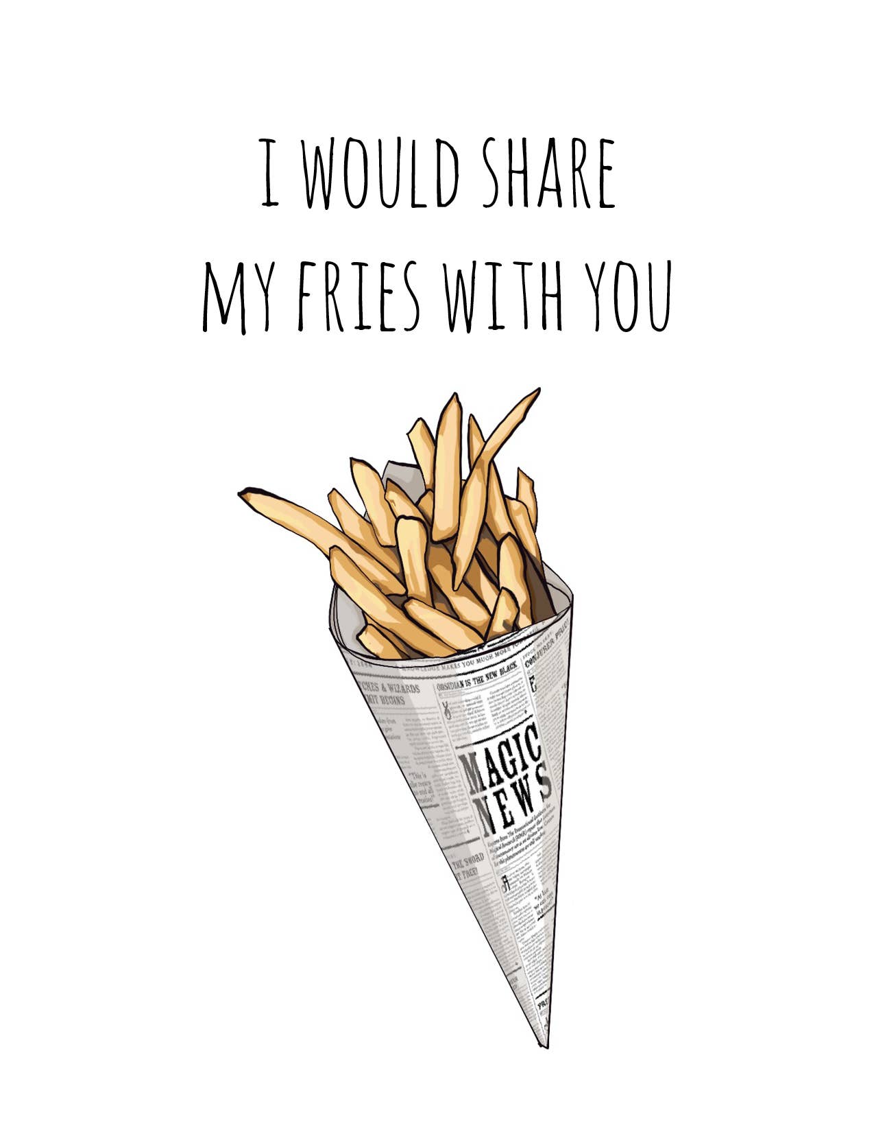 Share My Fries - Hand Illustrated Friendship Card