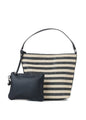Celine Tropez Raffia Shoulder Bag Beige and Black Striped