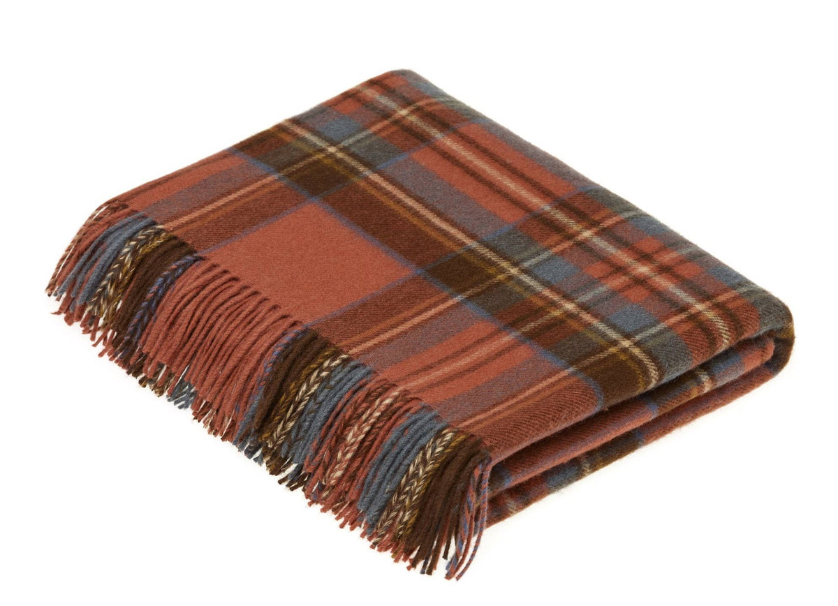 Tartan Plaid Merino Lambswool Throw Blankets, Made in UK