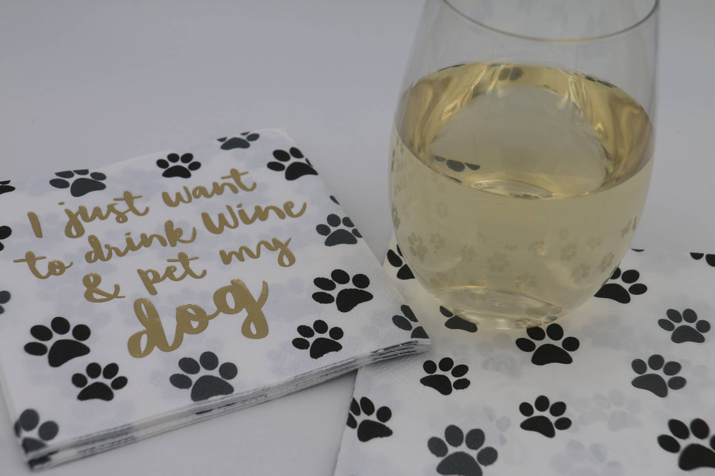 Drink Wine and Pet My Dog Cocktail Napkin