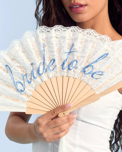 White Lace Bride to Be Folding Fan