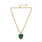 Fornash Adelaide Trinity Necklace in brushed gold with green emerald faceted pendant