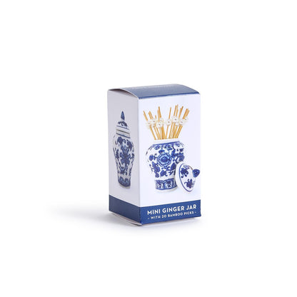 Bamboo and Rose Mini Ginger Jar with 20 Bamboo Picks in Gift Box