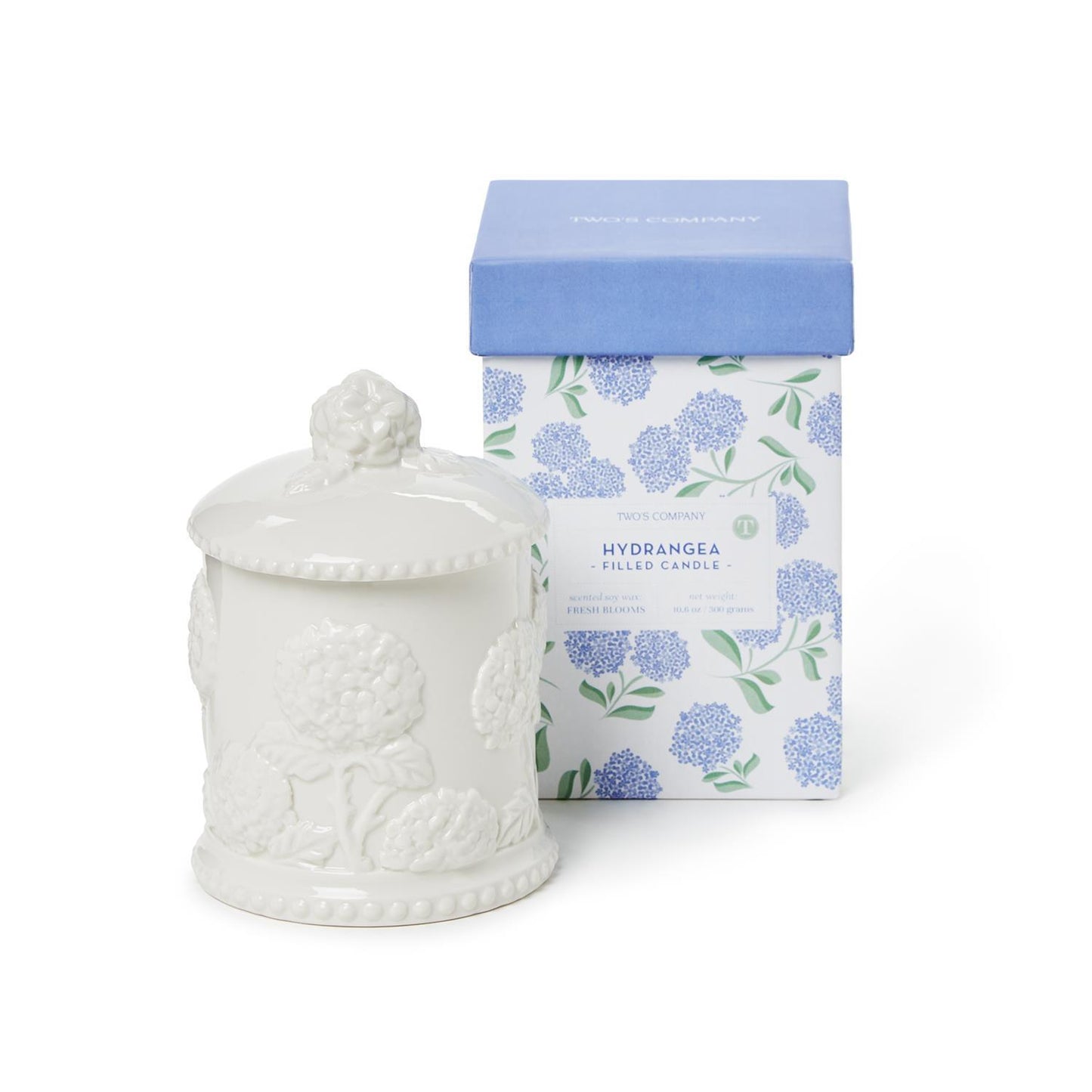 Hydrangea Relief Filled Candle with Fresh Blooms Scent in Gift Box