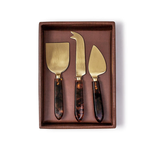 Tortoise Swirl Set of 3 Cheese Knives