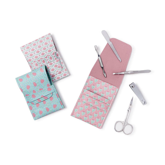 Floral Block Print 5 Pc Manicure Kit Includes