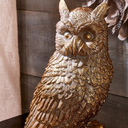 Enchanted Woods Golden Owl Decor Sculpture