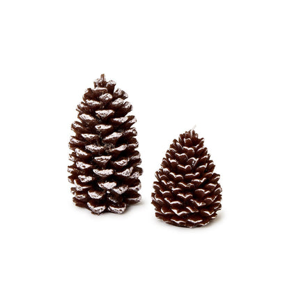 Hand-Painted Snowed Pinecone Candles