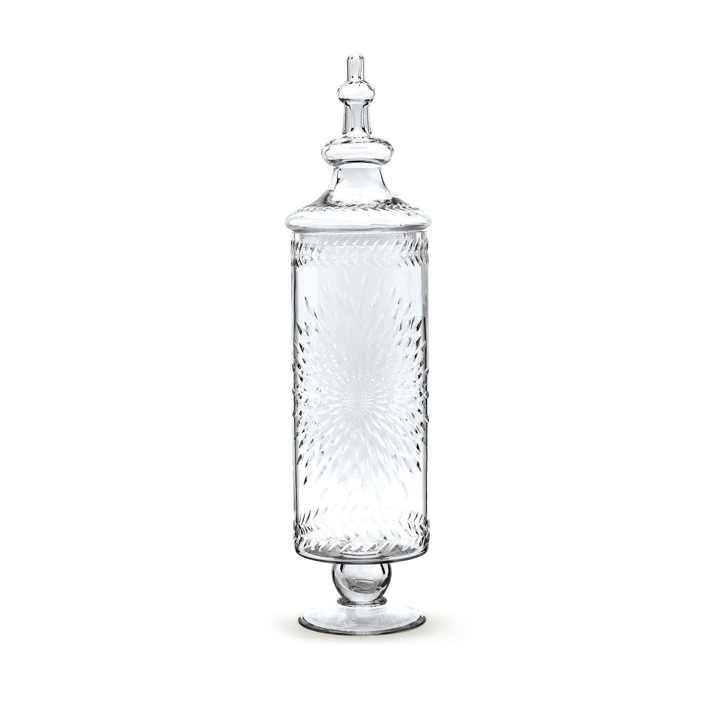 Hand-Etched Footed Apothecary Jars with Lid