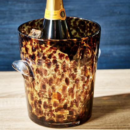 Tortoise Print Glass Ice Bucket