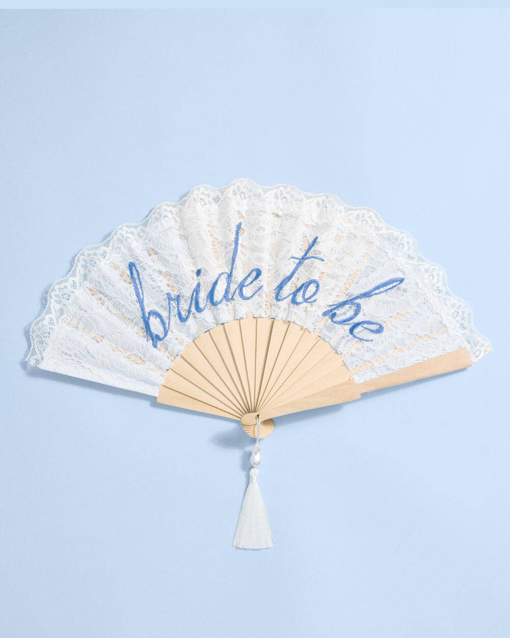 White Lace Bride to Be Folding Fan
