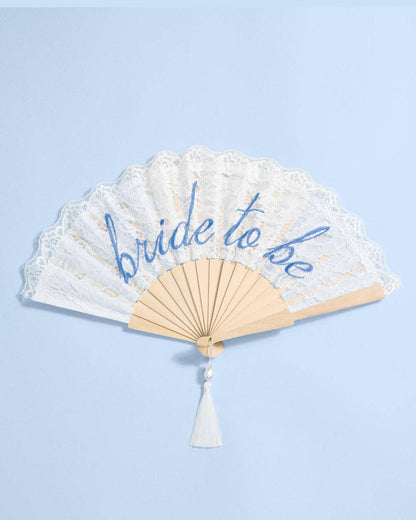White Lace Bride to Be Folding Fan
