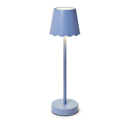 Blue LED Cordless Table Lamp with Scalloped Edge Shade in Gift Box