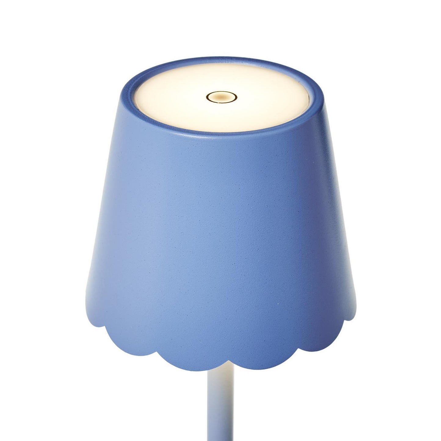 Blue LED Cordless Table Lamp with Scalloped Edge Shade in Gift Box