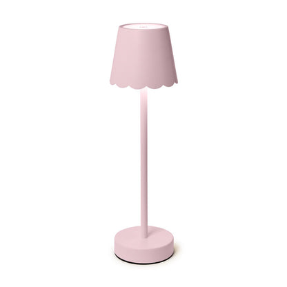 Pink LED Cordless Table Lamp with Scalloped Edge Shade in Gift Box