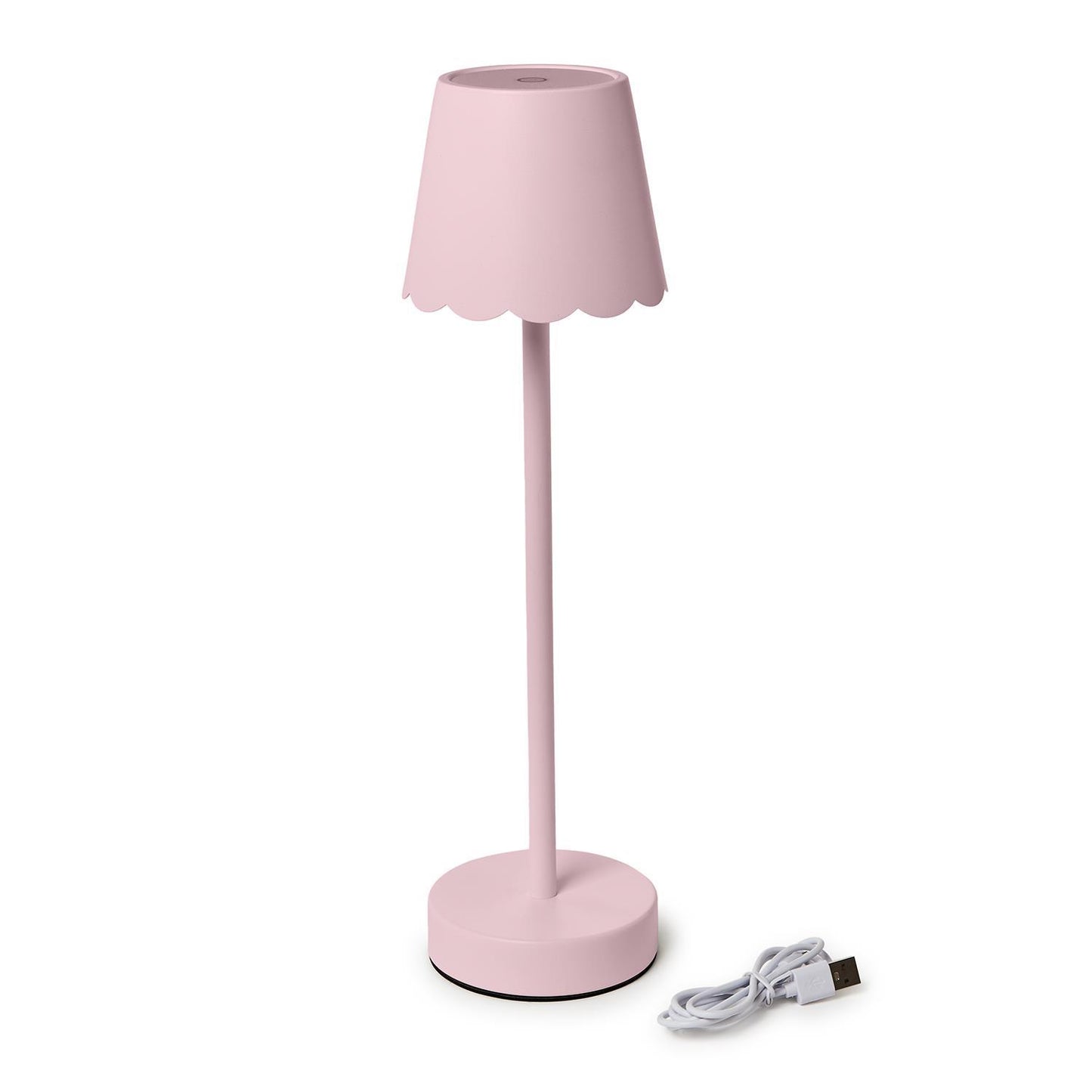 Pink LED Cordless Table Lamp with Scalloped Edge Shade in Gift Box