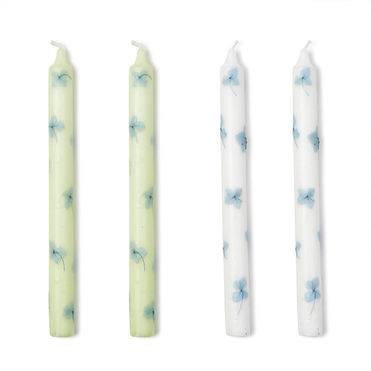 Hand-Crafted Taper Candles with Hydrangea Petal Decal in Gift Box